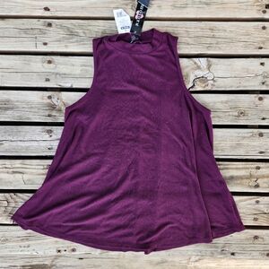 NWT Ransom Plum Purple Medium Mock Neck Tank Top Swing Flowy